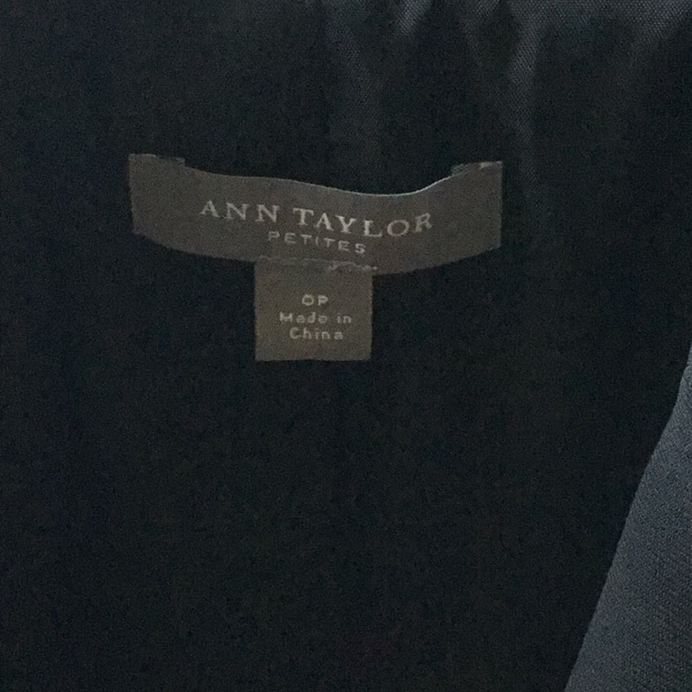 Ann Taylor Petite blazer with belt and white stitching on the lapel.
